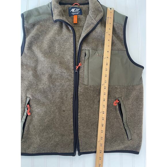 American Eagle AE 77 Performance Green Full Zip Fleece Vest Pockets Mens Large - Picture 5 of 7